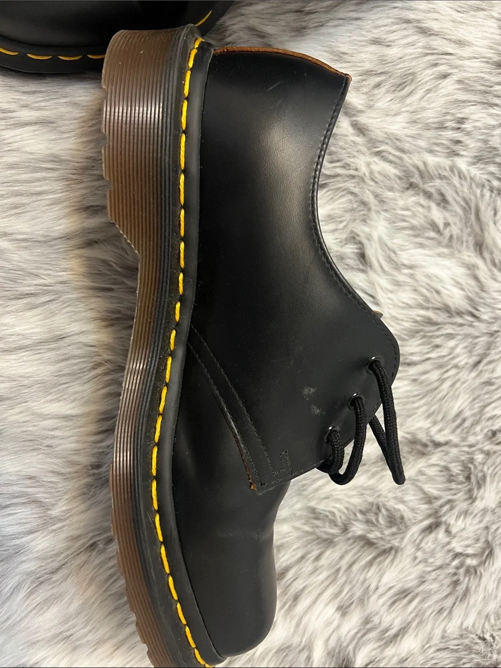 Dr. Martens 1461 Classic Black Men’s Lace-Up Shoes with Yellow Stitching